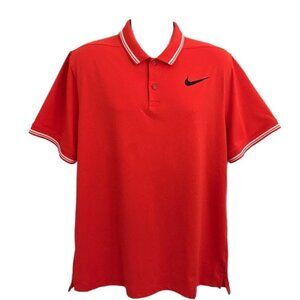 Nike Golf Mens XL Orange Dri-Fit Polo Shirt Modern Fit Dry Tipped White Swoosh
